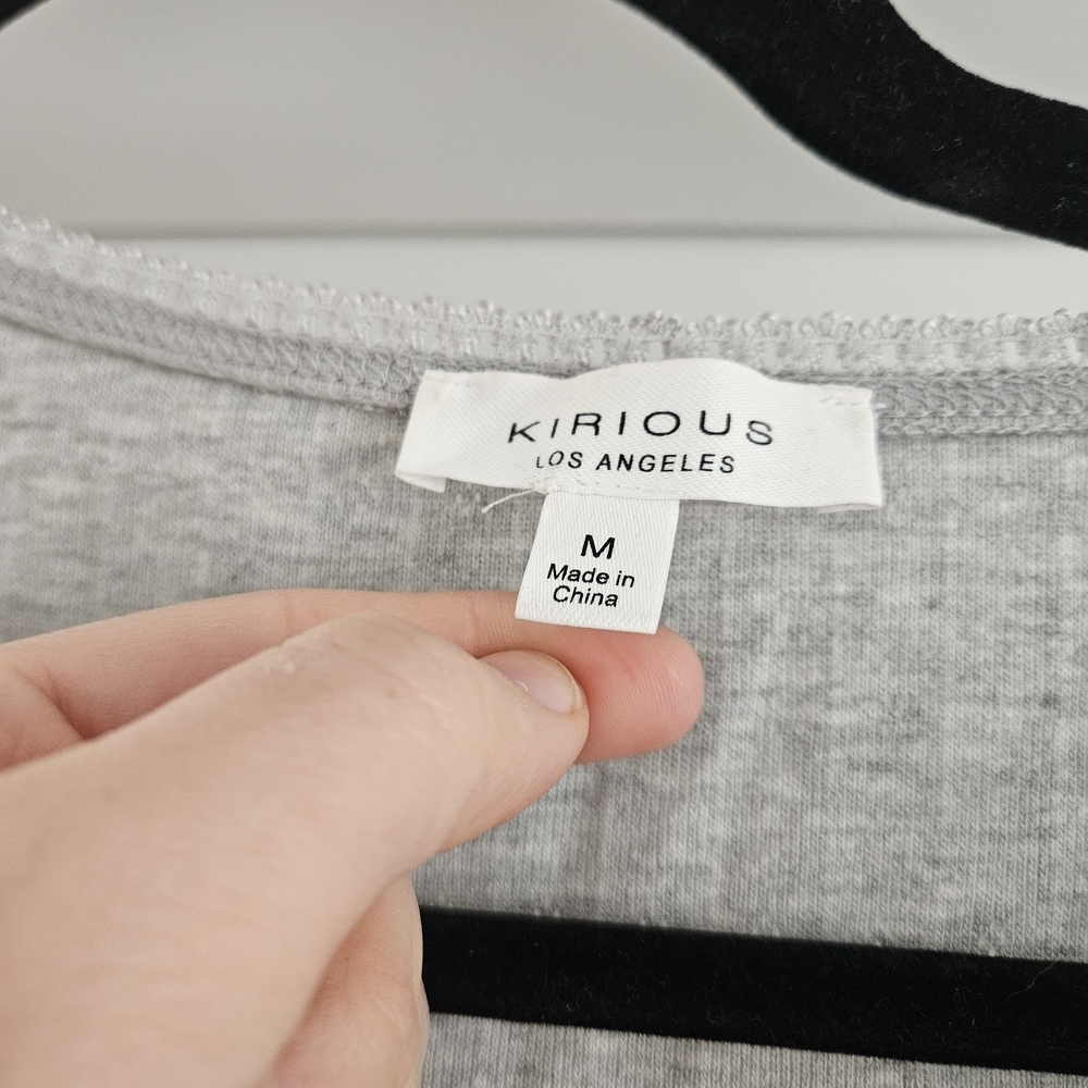 Kirious Gray Long Sleeve Crop Top With Ruffle And Bow Detail M - Picture 3 of 5